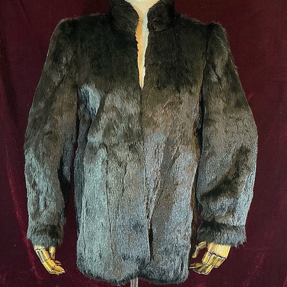 Black Rabbit Fur Coat